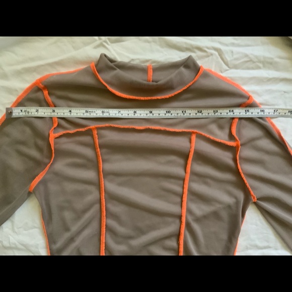 Noctex sheer top beige with orange stitching - Picture 5 of 7